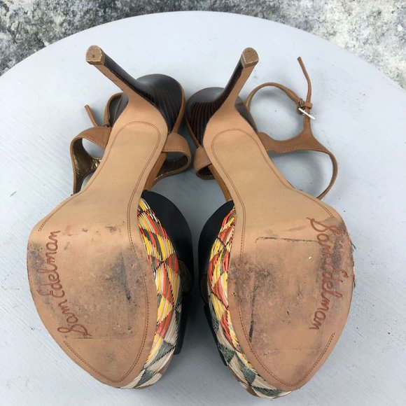 Sam Edelman Women's Size 8.5M Mason Brown Black Leather Multi Platform Heels - Picture 12 of 14